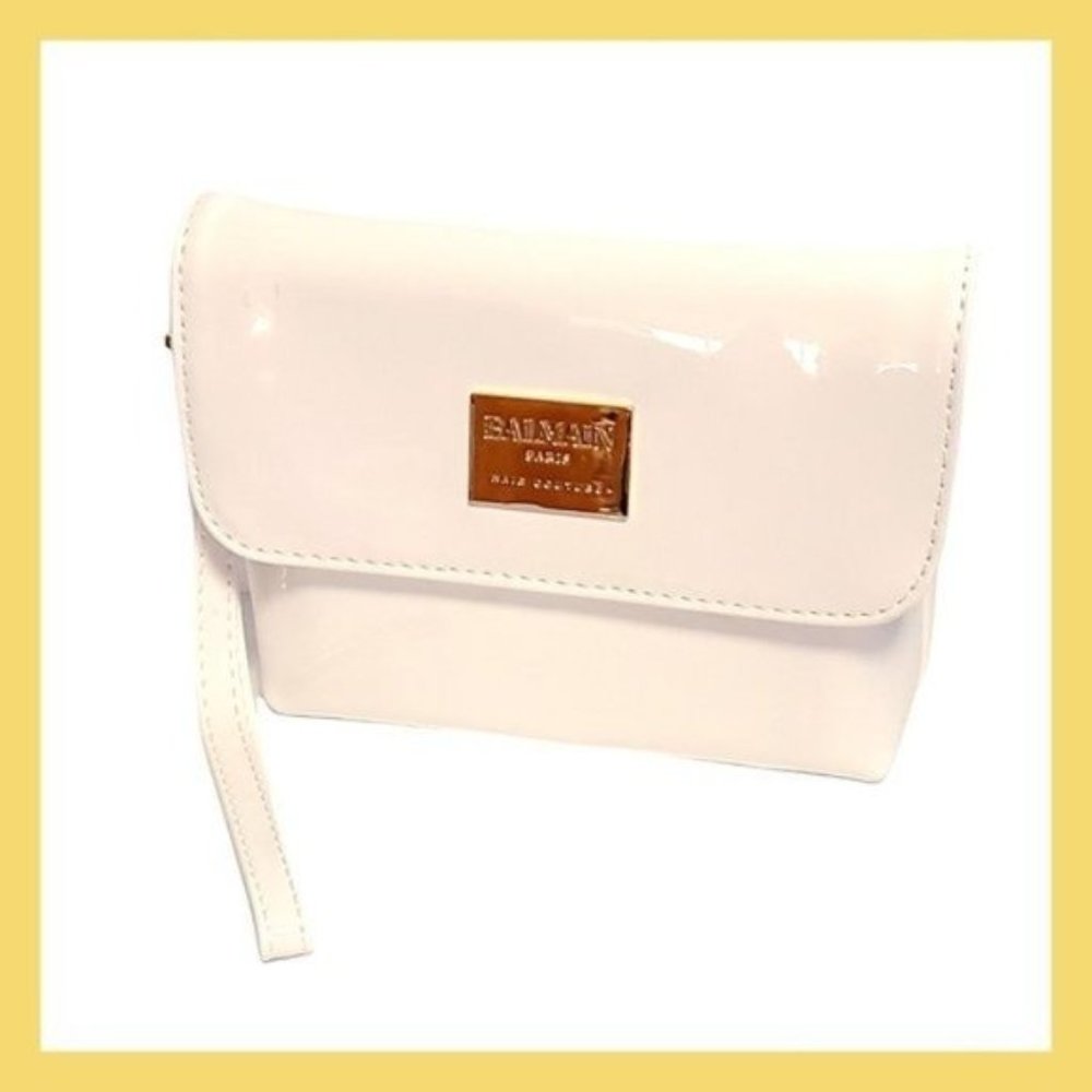 Balmain Hair Couture Shiny‎ Patent Leather Wristlet White Bag